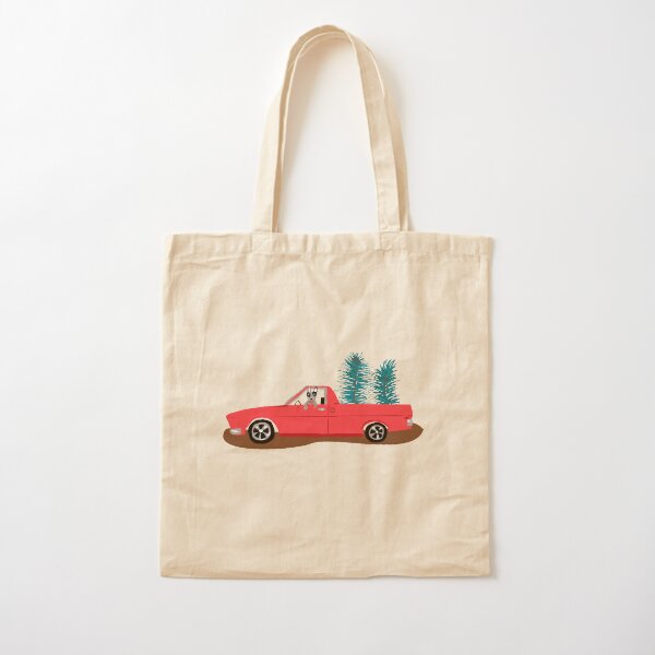 HQ Holden Ute with Christmas trees in the back and a dog hanging out the window Cotton Tote Bag