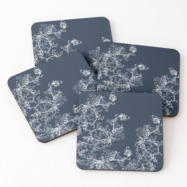 Item preview, Micro Nature no 2 - White on Navy background.  designed and sold by Point-Of-DD.