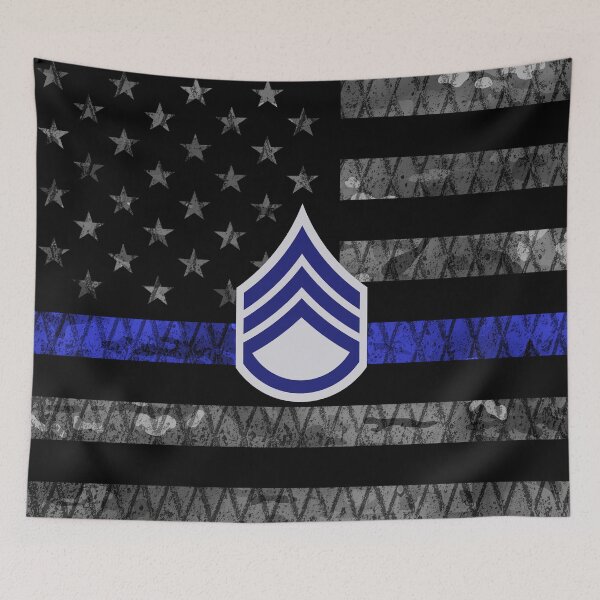 Item preview, Staff Sergeant Thin Blue Line Distressed Flag designed and sold by Jared Davies.