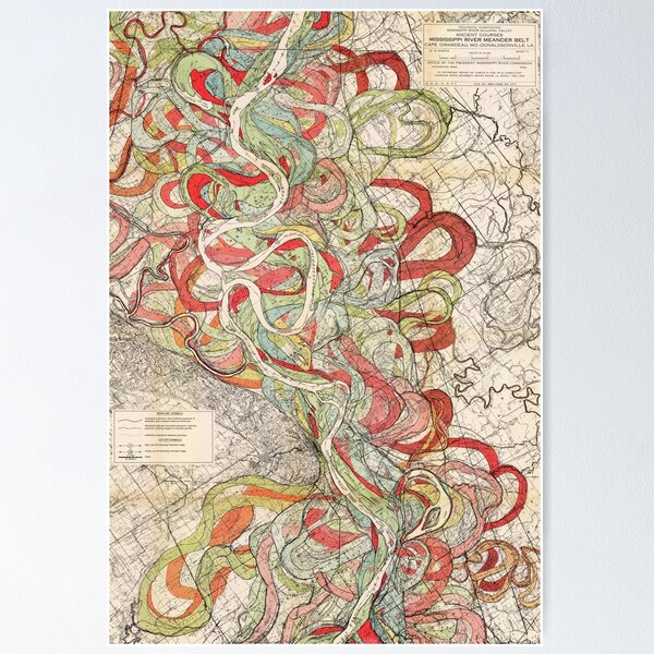 Item preview, Vintage 1944 Map of Meandering Mississippi River #6 designed and sold by Gin  Neko.