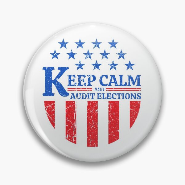 Item preview, Keep Calm and Audit Elections Vintage Worn US Flag Button designed and sold by The Masked Designer.
