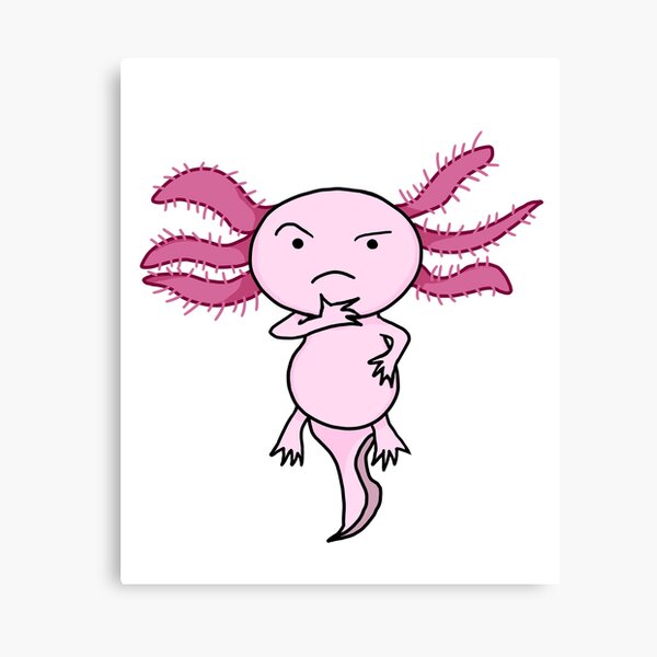 Thinking Axolotl Mexican Walking Fish Chibi Canvas Print By