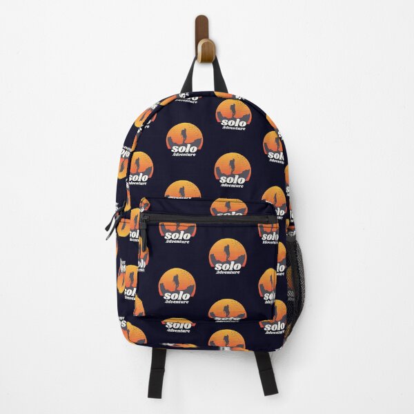 Item preview, Solo Adventure Retro Hiker On Rock Sunset designed and sold by SoloDesignCo.