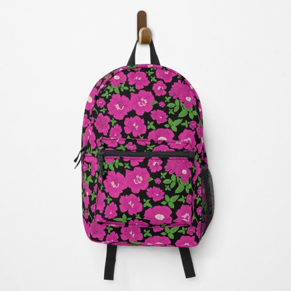 Item preview, Retro Ramblin' Rose Pink and Green on Black Repeat 5748 designed and sold by Art in My Loft.
