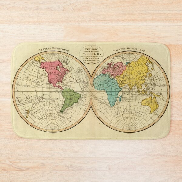 Item preview, Old Map of the World, according to the method of the Abbe Gaultier in 1799 designed and sold by ganje.