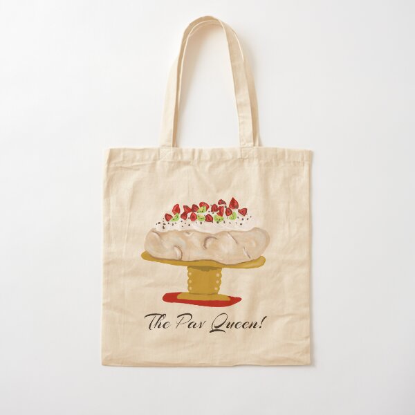 The Pav Queen , pavlova with strawberries and kiwi fruit on stand, Christmas dessert Cotton Tote Bag
