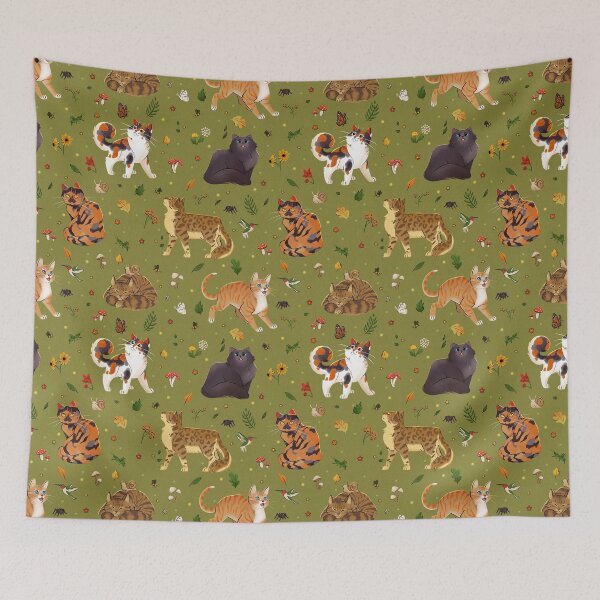 Item preview, Cats in the Garden designed and sold by Tiny Little Raccoon Hands.