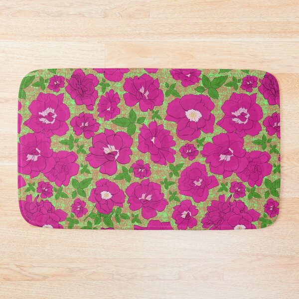 Item preview, Retro Ramblin' Rose Pink and Green on Textured Green Repeat 5748 designed and sold by Art in My Loft.