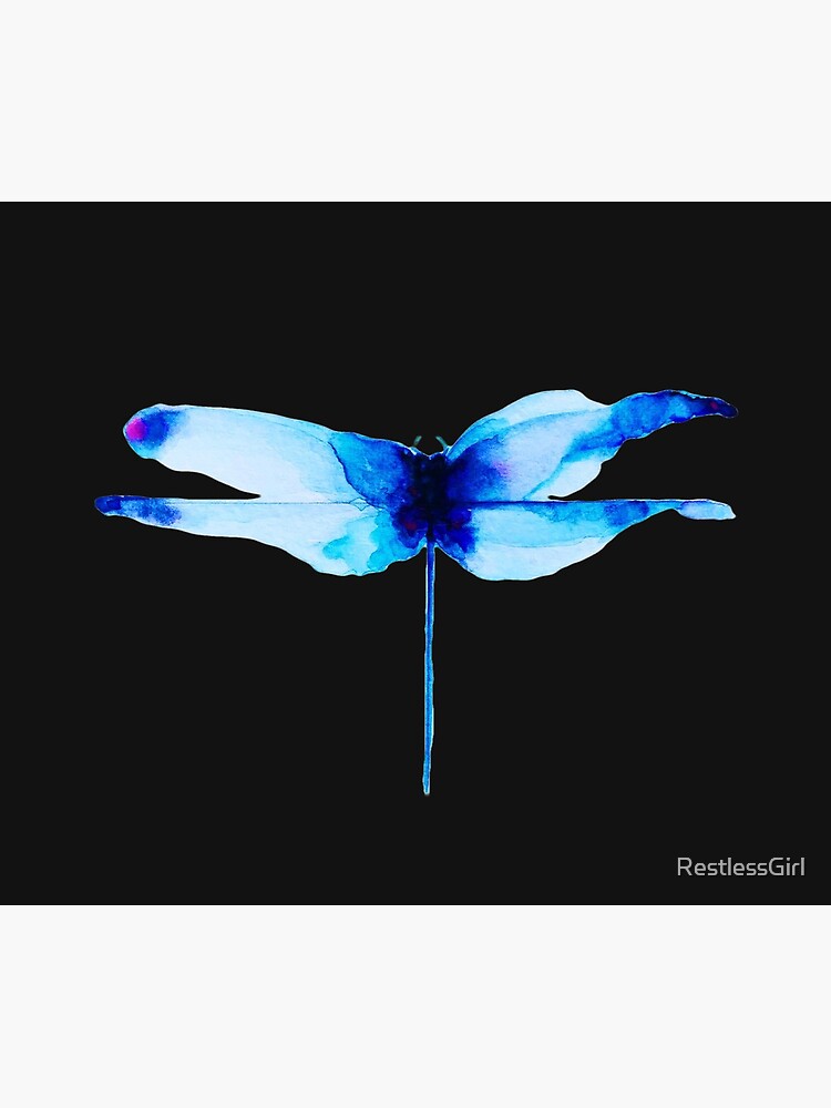 Beautiful Watercolor Abstract Blue Dragonfly by RestlessGirl