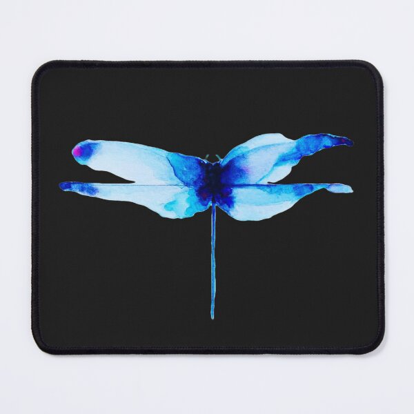 Beautiful Watercolor Abstract Blue Dragonfly Mouse Pad