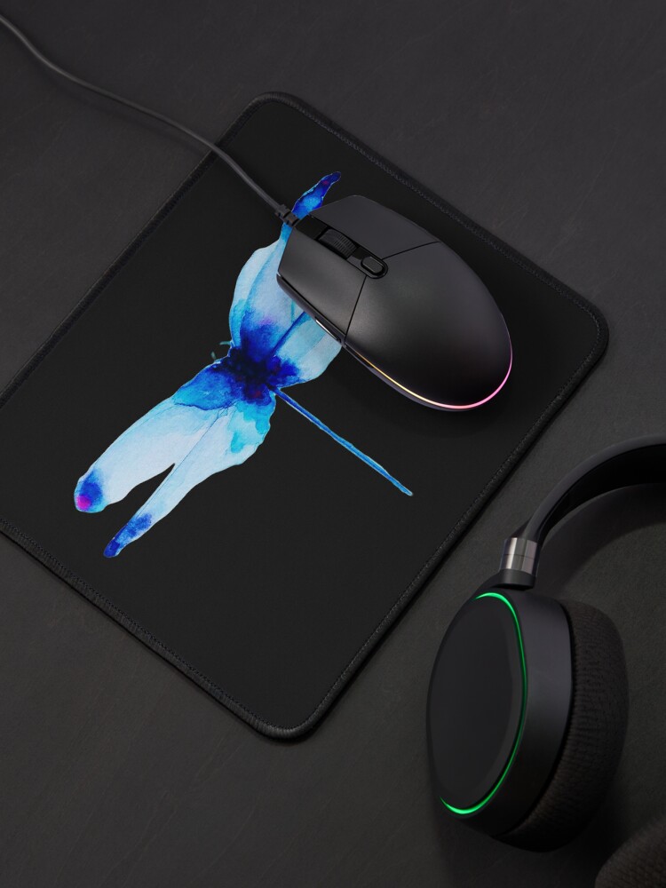 Alternate view of Beautiful Watercolor Abstract Blue Dragonfly Mouse Pad