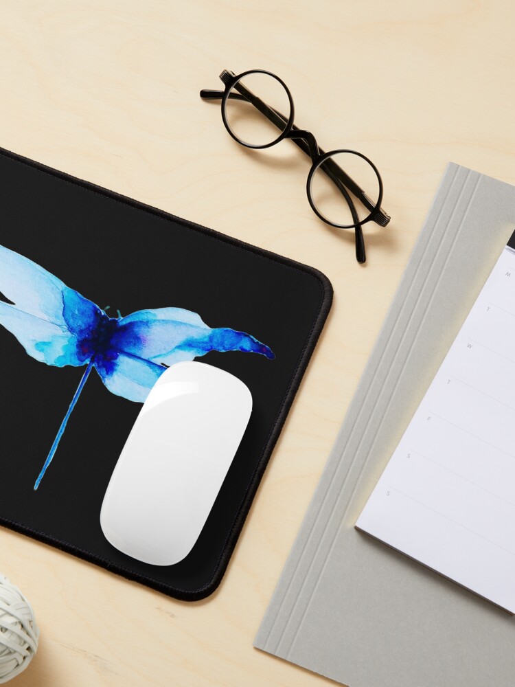 Alternate view of Beautiful Watercolor Abstract Blue Dragonfly Mouse Pad