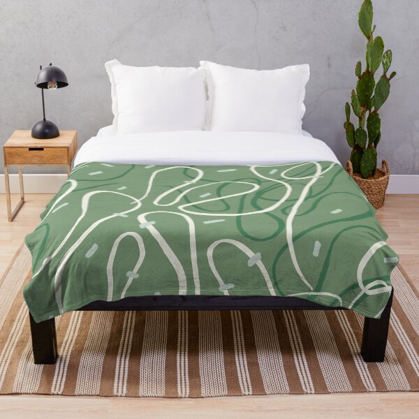 Festive abstract design with green streamers Throw Blanket