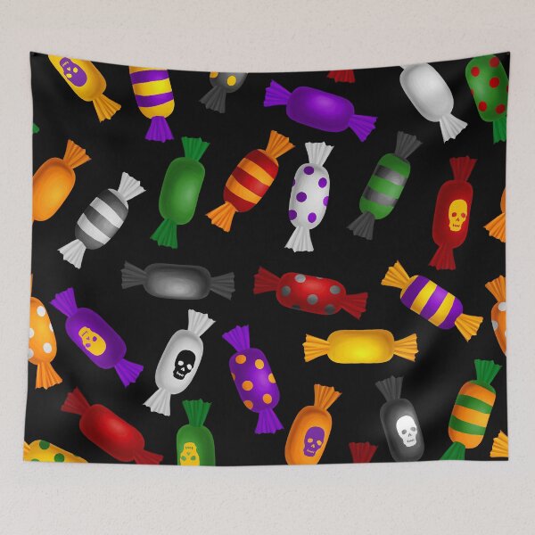 Item preview, Halloween Trick-Or-Treat Candy Pattern On Black designed and sold by DEC02.