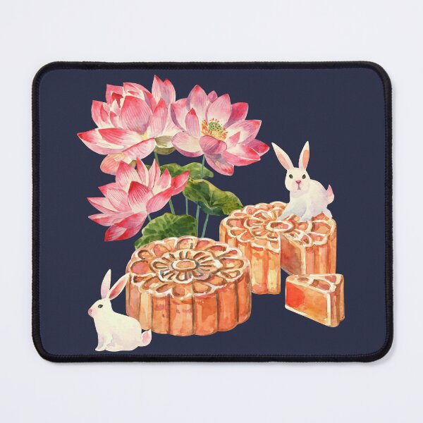 Item preview,  Mid-Autumn Festival Mooncakes with Bunny and Lotus Flowers designed and sold by Alicia Chee.