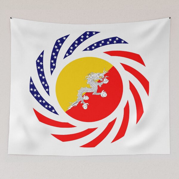 Item preview, Bhutanese American Multinational Patriot Flag Series designed and sold by Carbon-Fibre Media.