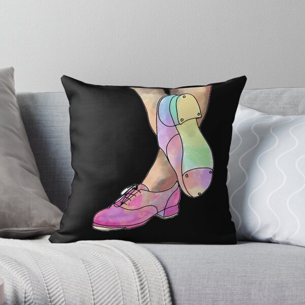 Watercolor Tap Dance Shoes Throw Pillow