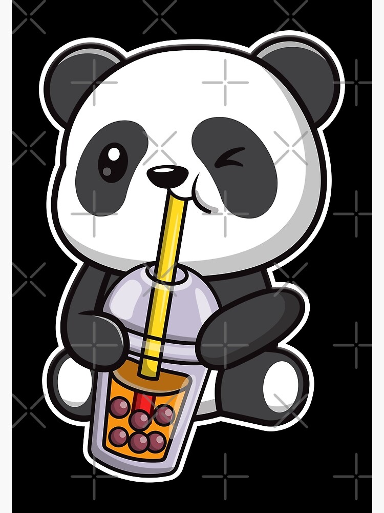 "Panda Bubble Tea Cute Kawaii Panda Drinking Bubble Tea" Art Print