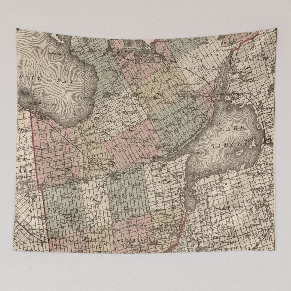 Item preview, 1875 Vintage Map of Simcoe County, Ontario, Canada designed and sold by Gin  Neko.
