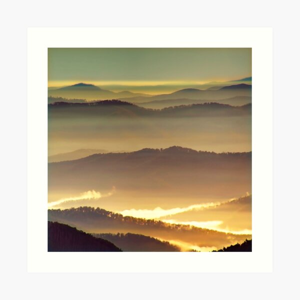 Misty ridge tops Art Print