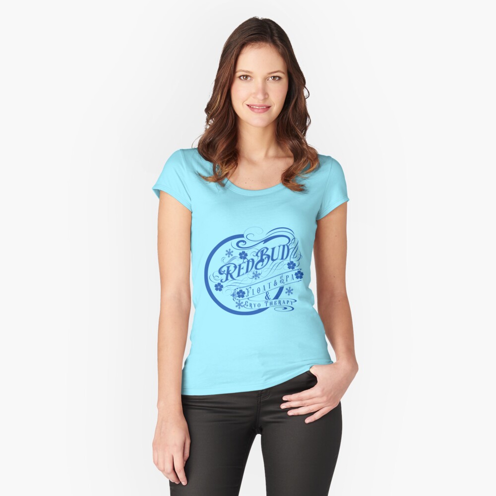 Redbud Float and Spa Script Fitted Scoop T-Shirt