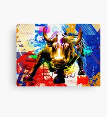 Wall Street Bull Painted Canvas Print