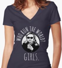 Hillary Clinton Who Run The World Women's Fitted V-Neck T-Shirt