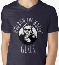 Hillary Clinton Who Run The World Men's V-Neck T-Shirt