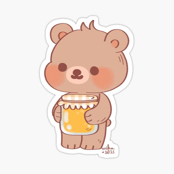 Kawaii Mushroom Bear Glossy Sticker Sheet Cute Kuma Cottage Core Stickers 