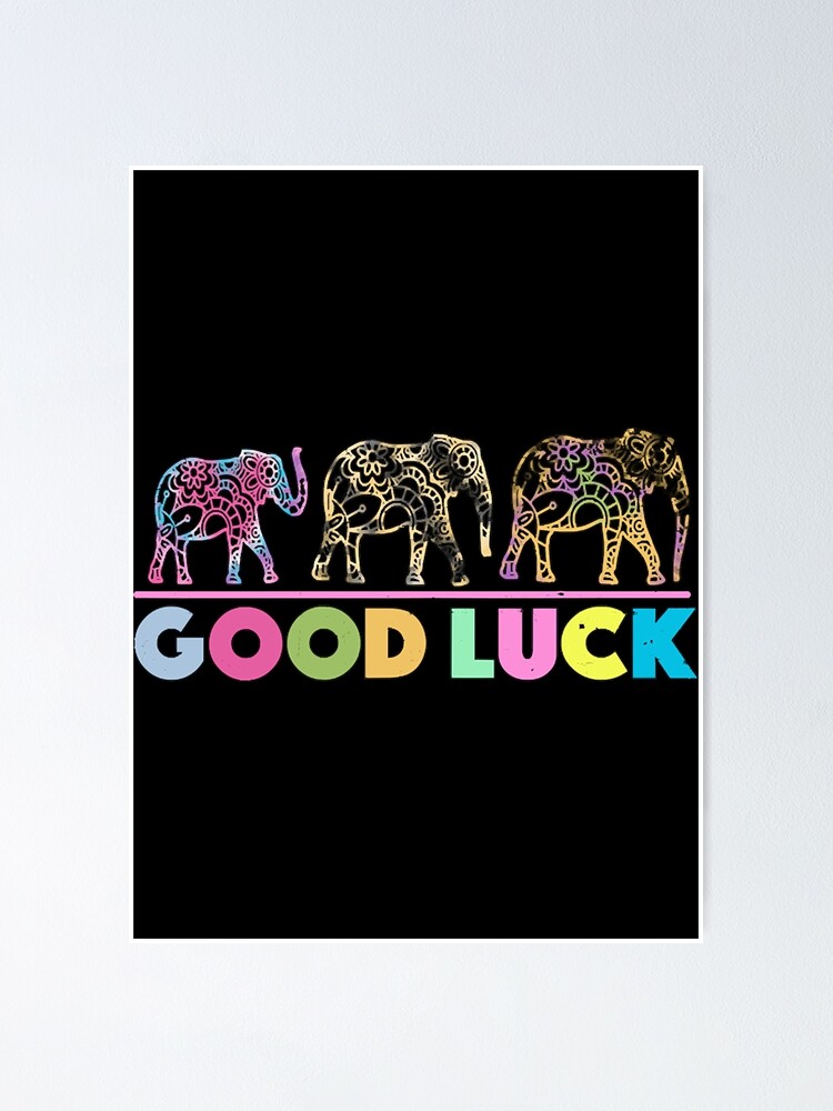 "Three Elephants Trunk Up Proboscis Good Luck " Poster by anderson35