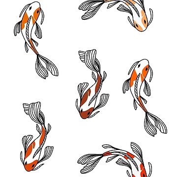 Artwork thumbnail, Six Orange Koi Fish Sticker Pack by ashleysteinerr
