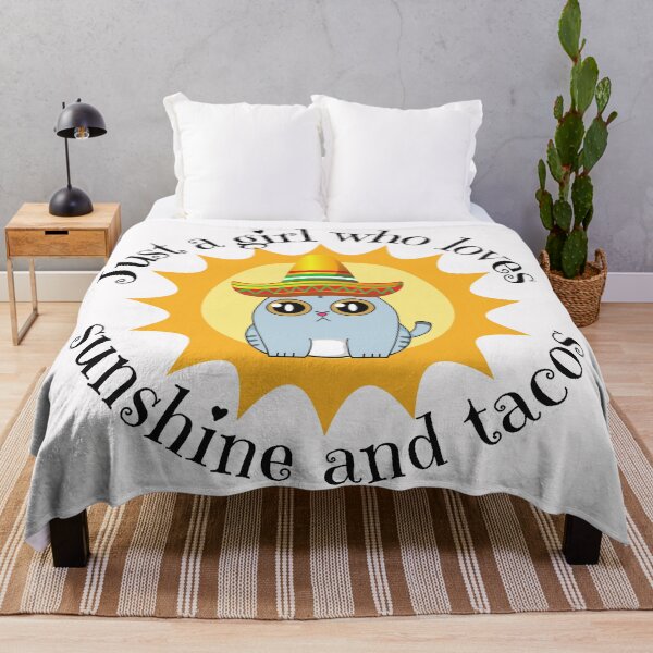 Item preview, Just a girl who loves sunshine and tacos and cats designed and sold by Auntieck.