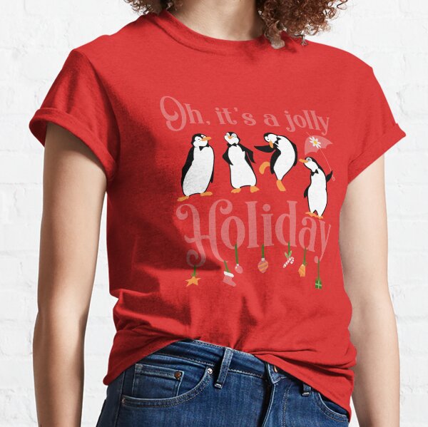  Snow Cute Penguin Holiday Shirt : Clothing, Shoes & Jewelry