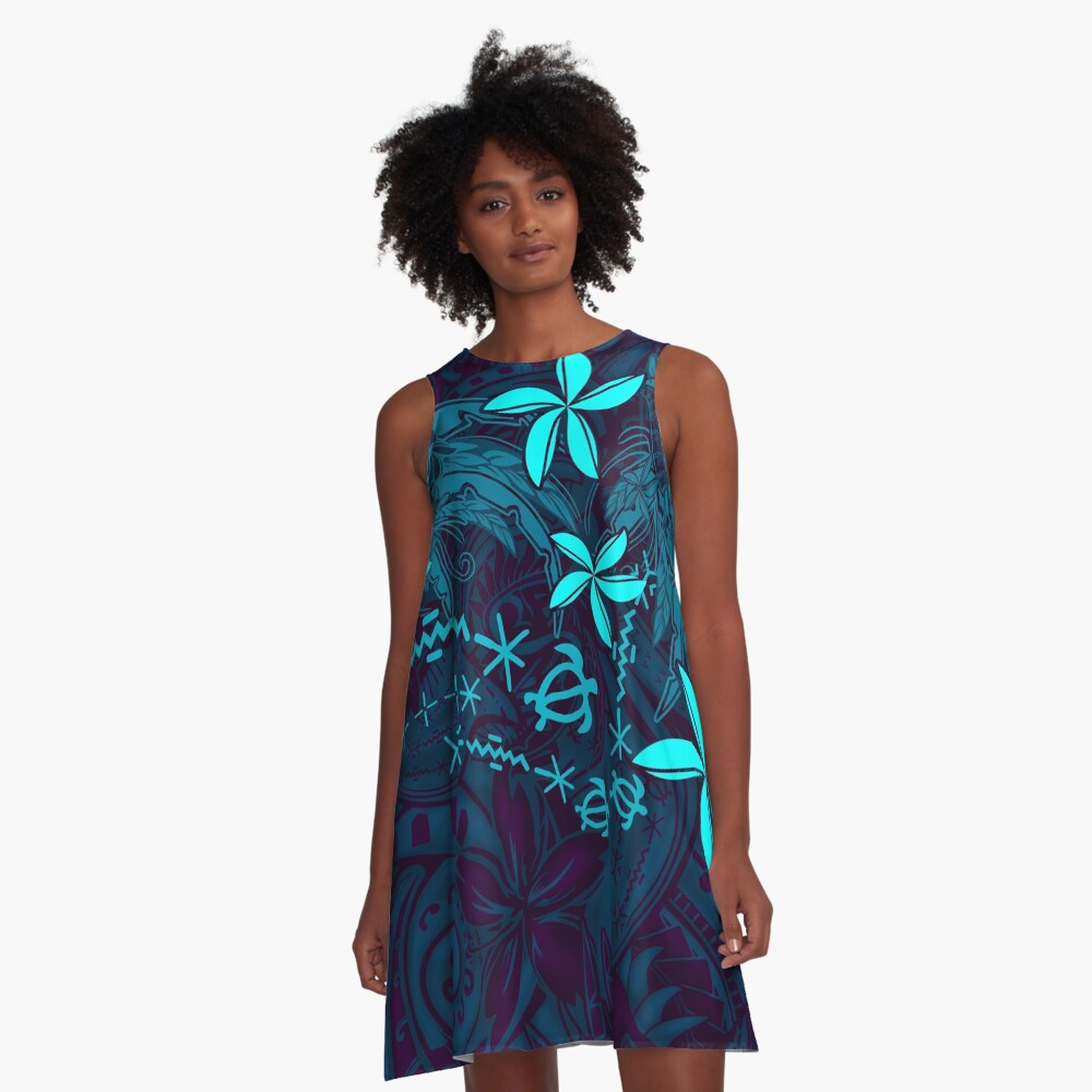 Polynesian Tribal Tropical Abstract A-Line Dress