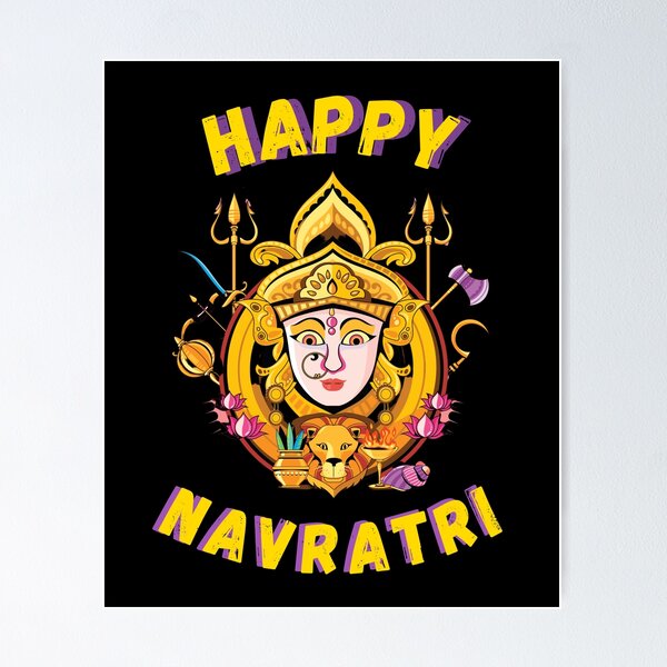 Happy Navratri Indian Celebration, Goddess Durga Creative Cultural Flat  Style Icon Stock Vector - Illustration of design, creative: 191233887