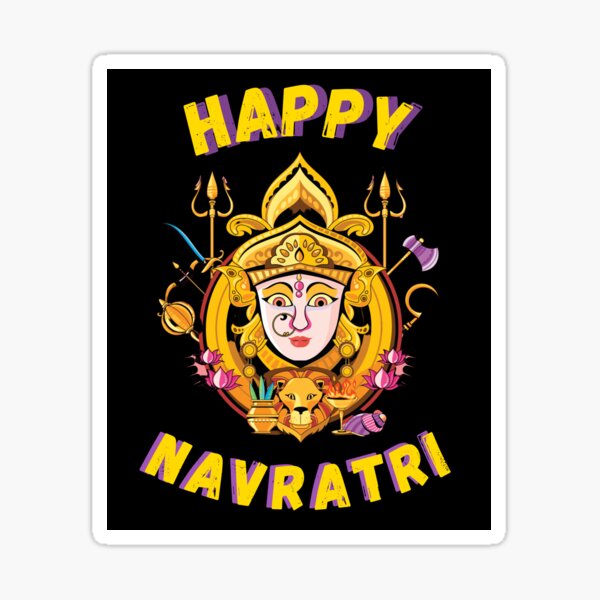 happy navratri indian celebration, goddess durga culture traditonal icons  set flat style vector illustration Stock Vector Image & Art - Alamy