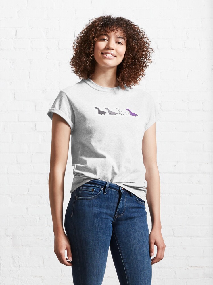 Alternate view of Subtle Ace Asexual Flag Dinosaurs Classic T-Shirt