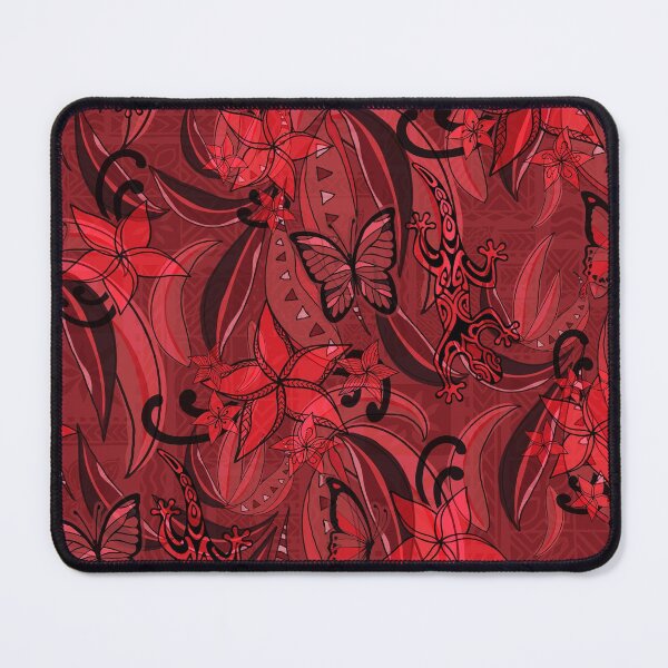 Item preview, Polynesian Vintage Lava Red Jungle Gecko And Butterflies Tribal Abstract  designed and sold by sunnthreads.