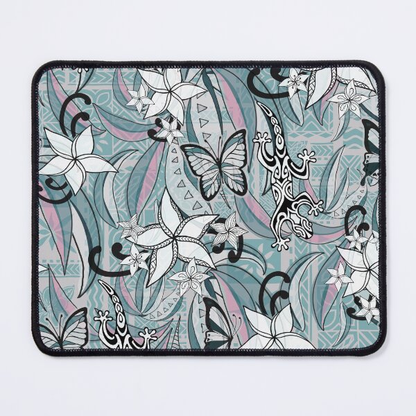 Item preview, Polynesian Vintage Light Teal Gecko And Butterflies Tribal Abstract  designed and sold by sunnthreads.