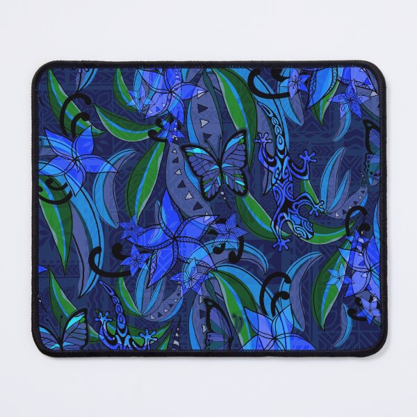 Item preview, Polynesian Vintage Midnight Blue Jungle Gecko And Butterflies Tribal Abstract  designed and sold by sunnthreads.