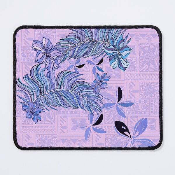 Artikelvorschau, Hawaiianischer, polynesischer und samoanischer Vintage-Druck mit violetten tropischen Palmblättern entworfen und verkauft von sunnthreads.