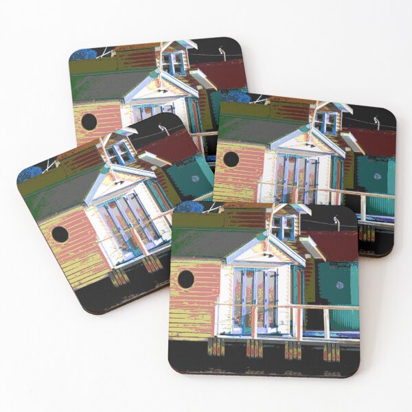 Item preview, Original art Hobart Tasmania boathouses designed and sold by SueHolmArt.