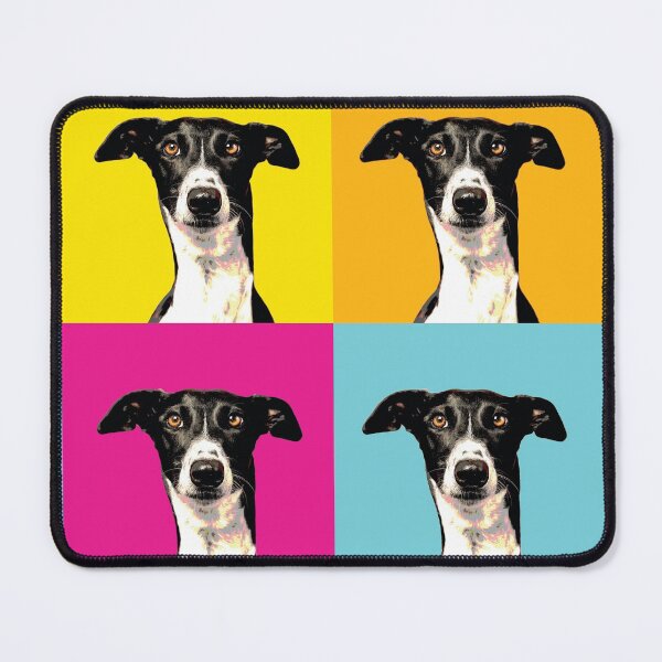 Item preview, Colorful pop art greyhound on orange yellow blue and pink designed and sold by houndpixnz.