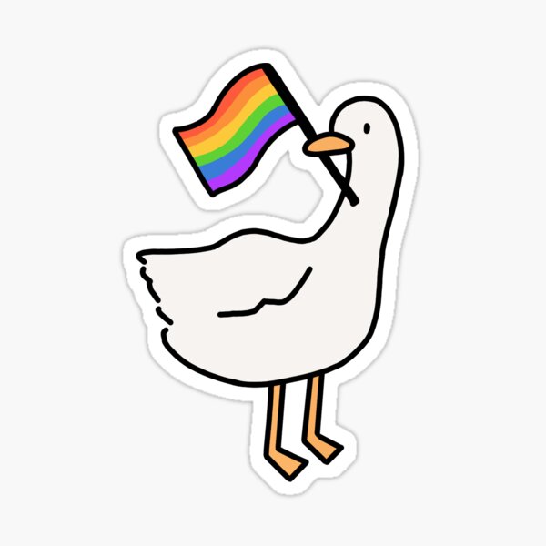 Untitled Goose Game White Goose or Duck Pride Flag Sticker