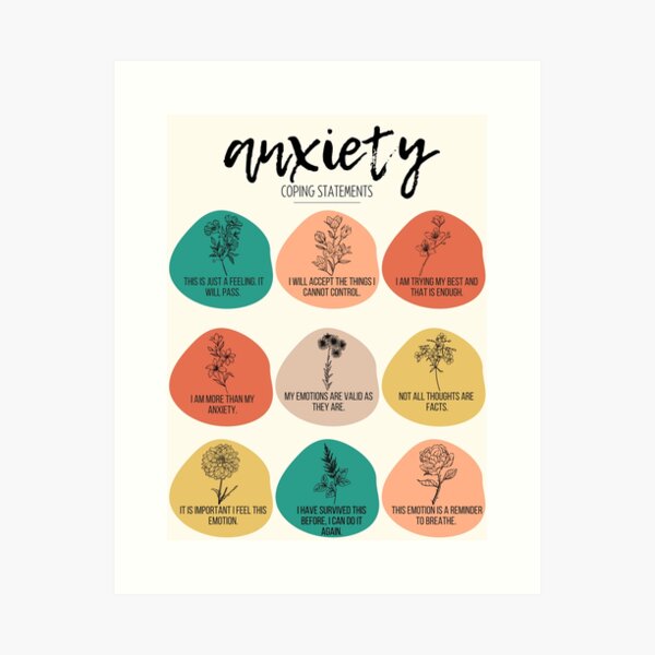 Item preview, Anxiety Coping Skill Statements for Mental Health designed and sold by Radical Therapy Prints.