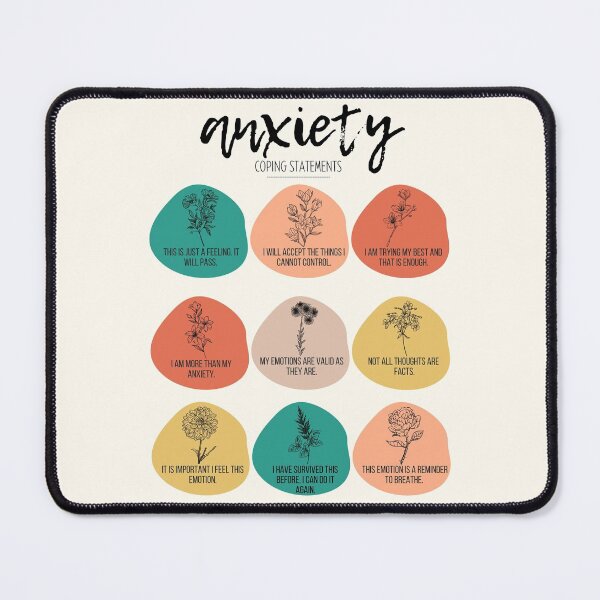 Anxiety Coping Skill Statements for Mental Health Mouse Pad