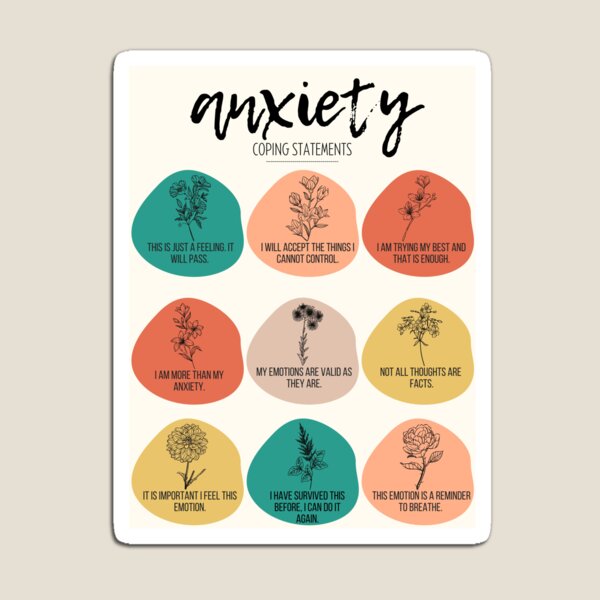 Anxiety Coping Skill Statements for Mental Health Magnet