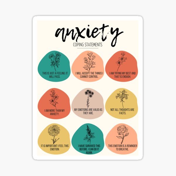 Artikel-Vorschau von Aussagen zur Angstbewältigung für die psychische Gesundheit, designt und verkauft von Radical Therapy Prints.