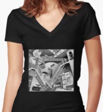 MC Escher Women's Fitted V-Neck T-Shirt