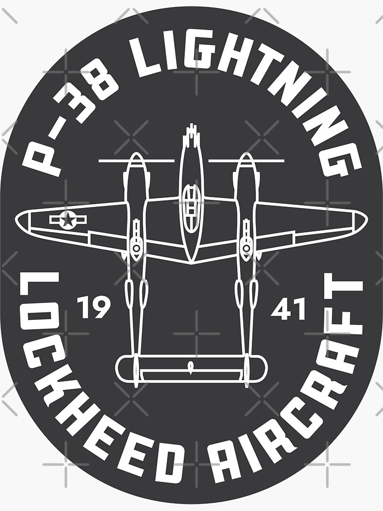 Thumbnail 3 of 3, Sticker, P-38 Lightning designed and sold by Aeronautdesign.